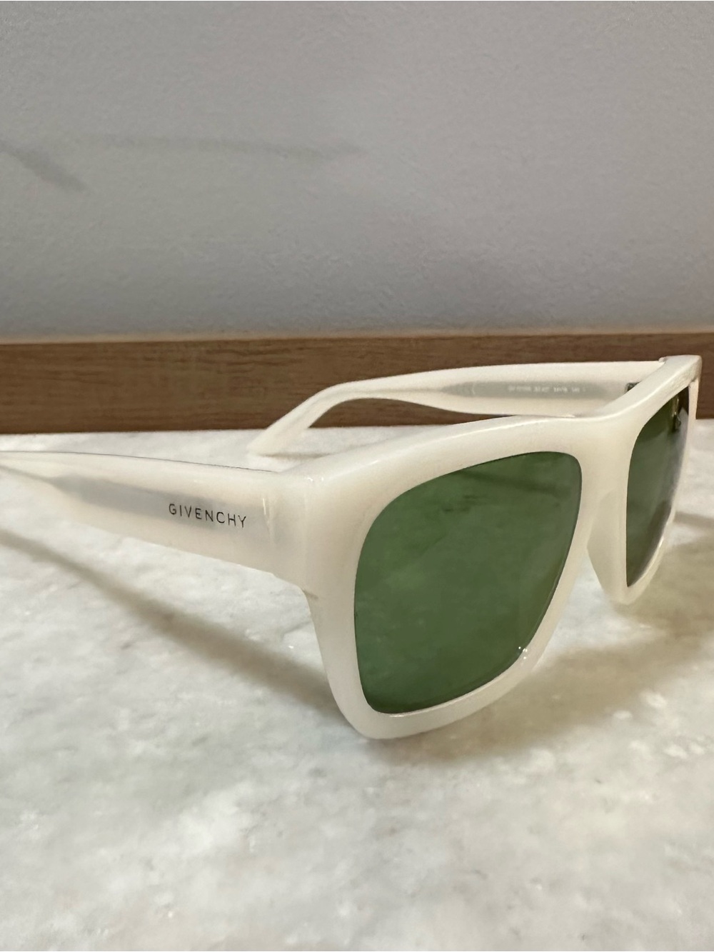 Unisex Givenchy White Sunglasses with Green Lenses